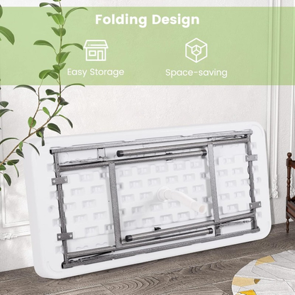 Ice Table Folding 4 ft Portable Cooler Table with Drain & Removable Skirt, Fill and Chill Party Beverage Station for BBQ