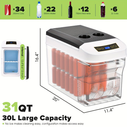 Portable Car Refrigerator Cooler & Warmer, 12V/24V DC & 120V AC Thermoelectric Fridge with Dual-Core Cooling