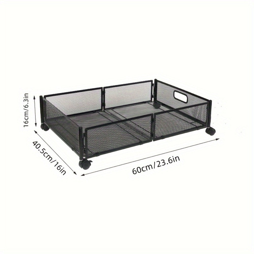 Low-Profile Metal Under-Bed Storage Cart with Four Swivel Wheels, Side Handles and 23.6-Inch Frame