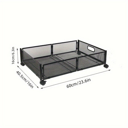 Low-Profile Metal Under-Bed Storage Cart with Four Swivel Wheels, Side Handles and 23.6-Inch Frame