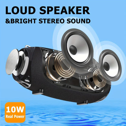 Bluetooth Speaker 10W Portable TWS Model with Bluetooth 5.3, Shoulder Strap and 9-Inch Black Body
