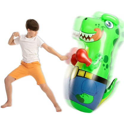 Inflatable Dinosaur Punching Bag for Kids 47 Inch, T-Rex Blow Up Bouncing Back Bopper, Water Base Bop Bag for Indoor Outdoor Active Play