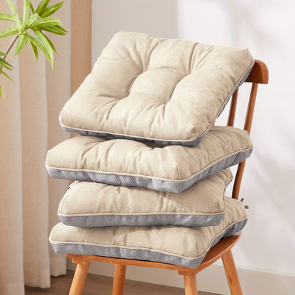 Memory Foam Chair Cushions Set of 4 – Kitchen Chair Pads with Non-Slip Backing & Ties, 500GSM Thick Seat Cushions for Dining Chairs Indoor
