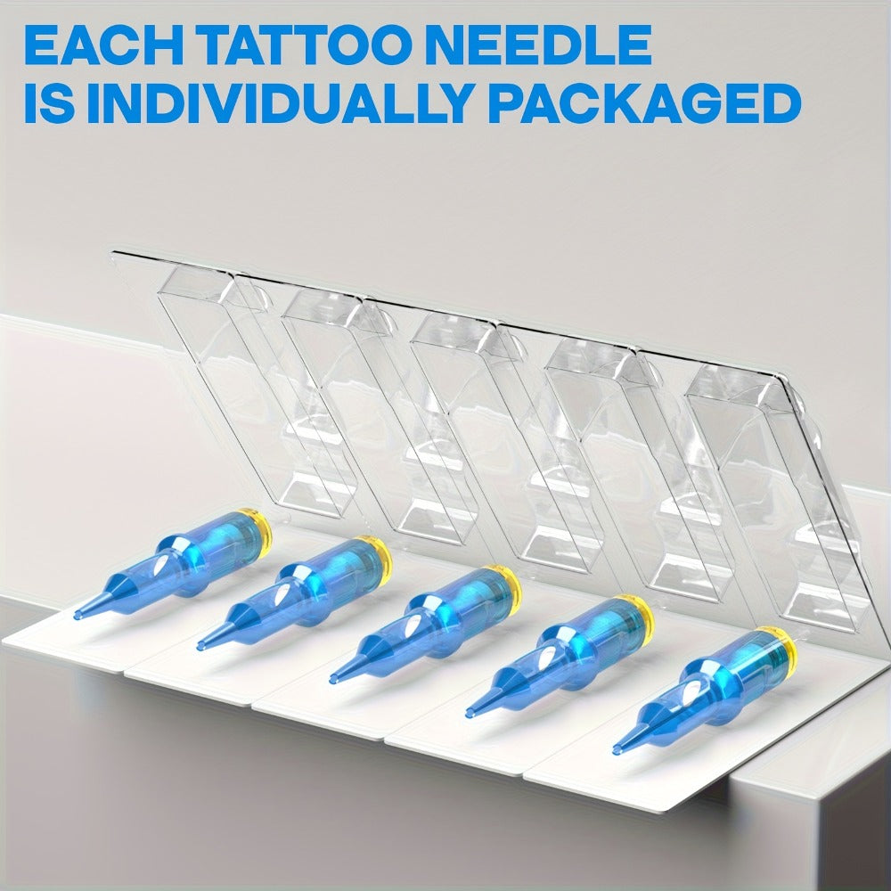 Tattoo Needles 50Pcs Round Liner Shader - POSEIDON V3 12RL 12RS Membrane Safety for Temporary Body Art, Festivals and Costumes