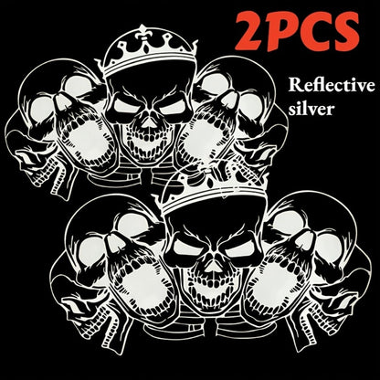 Two-Piece Gothic Skull Car Window Decals in Type A, C or D Artwork with Small or Large Sizes