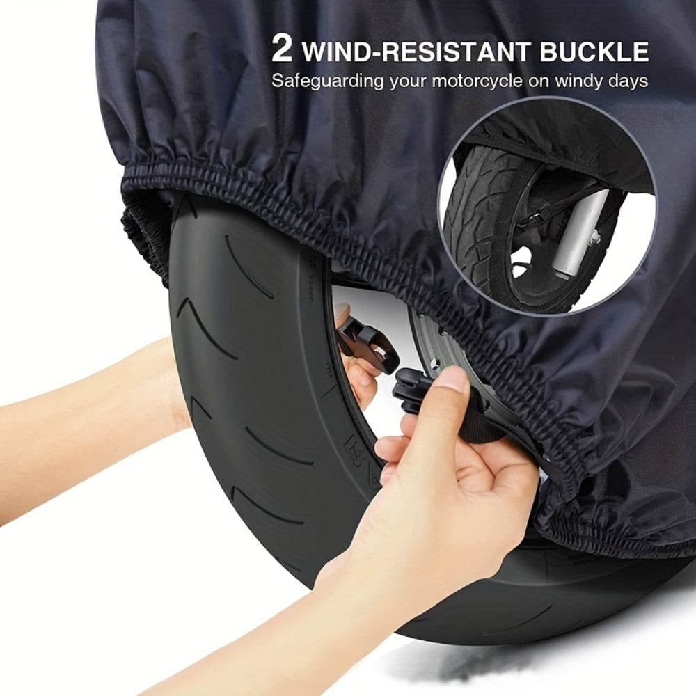 Motorcycle Cover Heavy Duty 210D – Waterproof, UV & Tear Resistant Motorbike Cover with Lock Holes | All-Weather Outdoor Protection