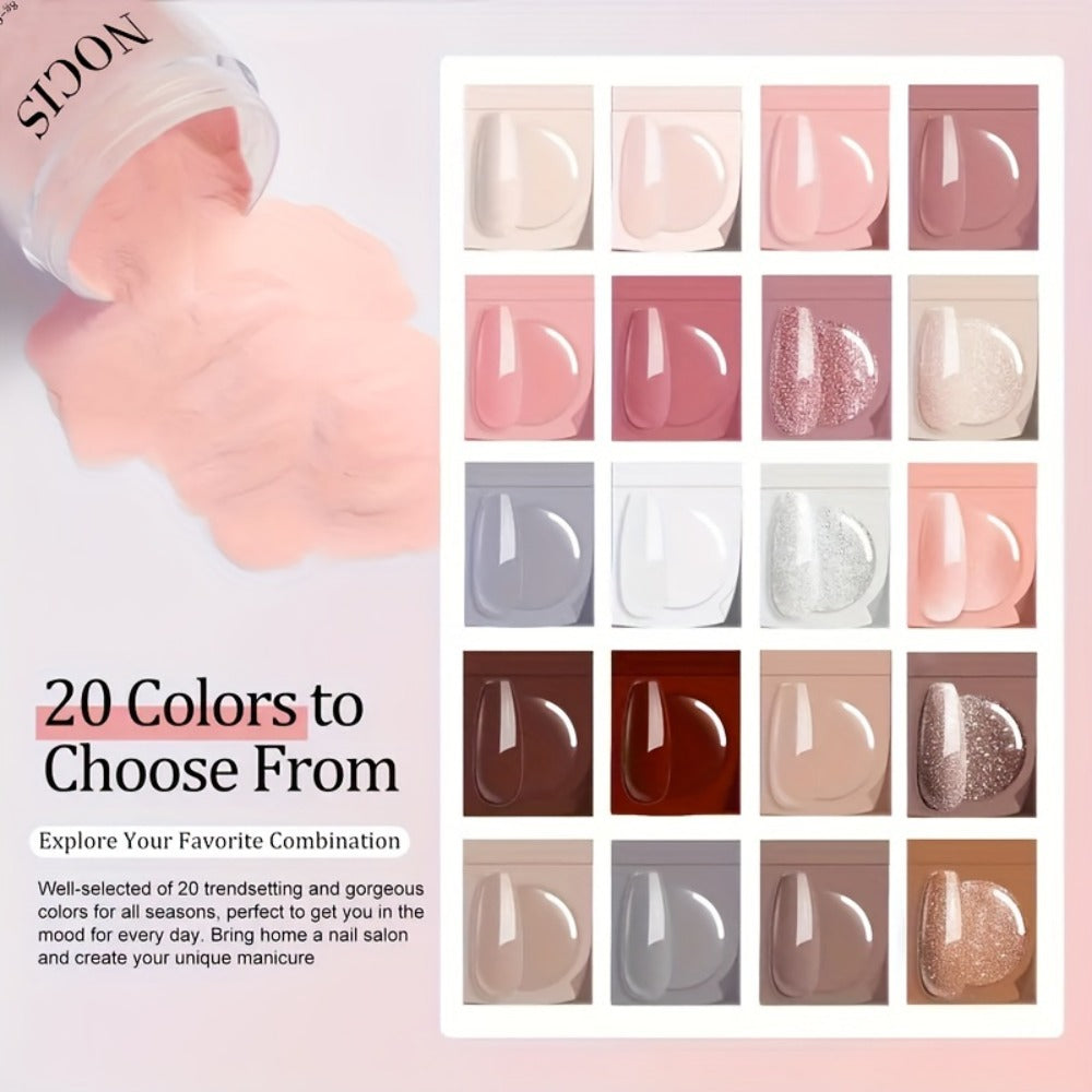 Sparkling Glitter Dip Powder Nail Set 33Pcs with Activator & Primer, 20 Colors No Lamp Needed for French