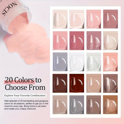Sparkling Glitter Dip Powder Nail Set 33Pcs with Activator & Primer, 20 Colors No Lamp Needed for French