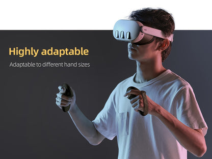 Meta Quest 3 & 3S Controller Grip Cover Silicone Hand Strap Protector – Anti-Throw Knuckle Strap Adjustable Battery Opening VR Controller
