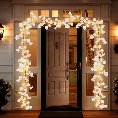 Cherry Blossom Fairy Light Garland 100 LED USB Powered, 180cm Artificial Flower String Lights for Wedding