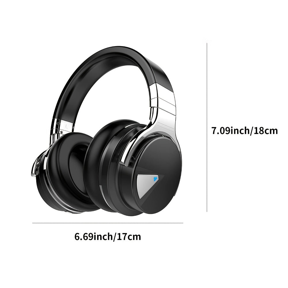 ANC Over-Ear Wireless Headphones Bluetooth 5.2 Deep Bass 45mm Drivers 30 Hours Playtime Dual Microphone Protein Earpads Foldable for Travel