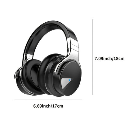 ANC Over-Ear Wireless Headphones Bluetooth 5.2 Deep Bass 45mm Drivers 30 Hours Playtime Dual Microphone Protein Earpads Foldable for Travel