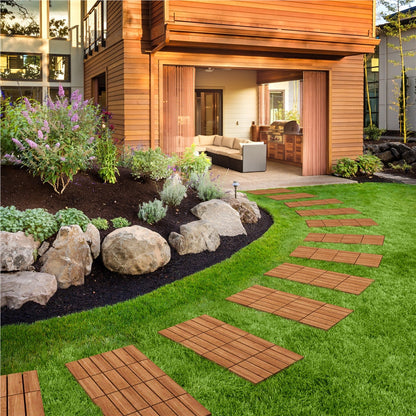 Wood-Look Interlocking Deck Tiles in 10- or 27-Piece Packs with Natural, Brown or Black Options