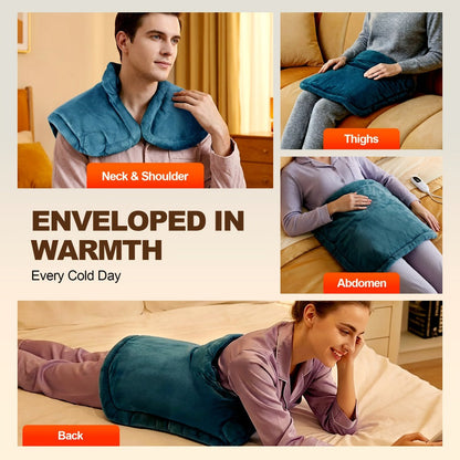 Graphene Heating Pad for Neck Shoulders & Back – 130W Weighted Electric Pad, Soft Flannel, Multiple Heat Settings, Timer & Auto Shut-Off