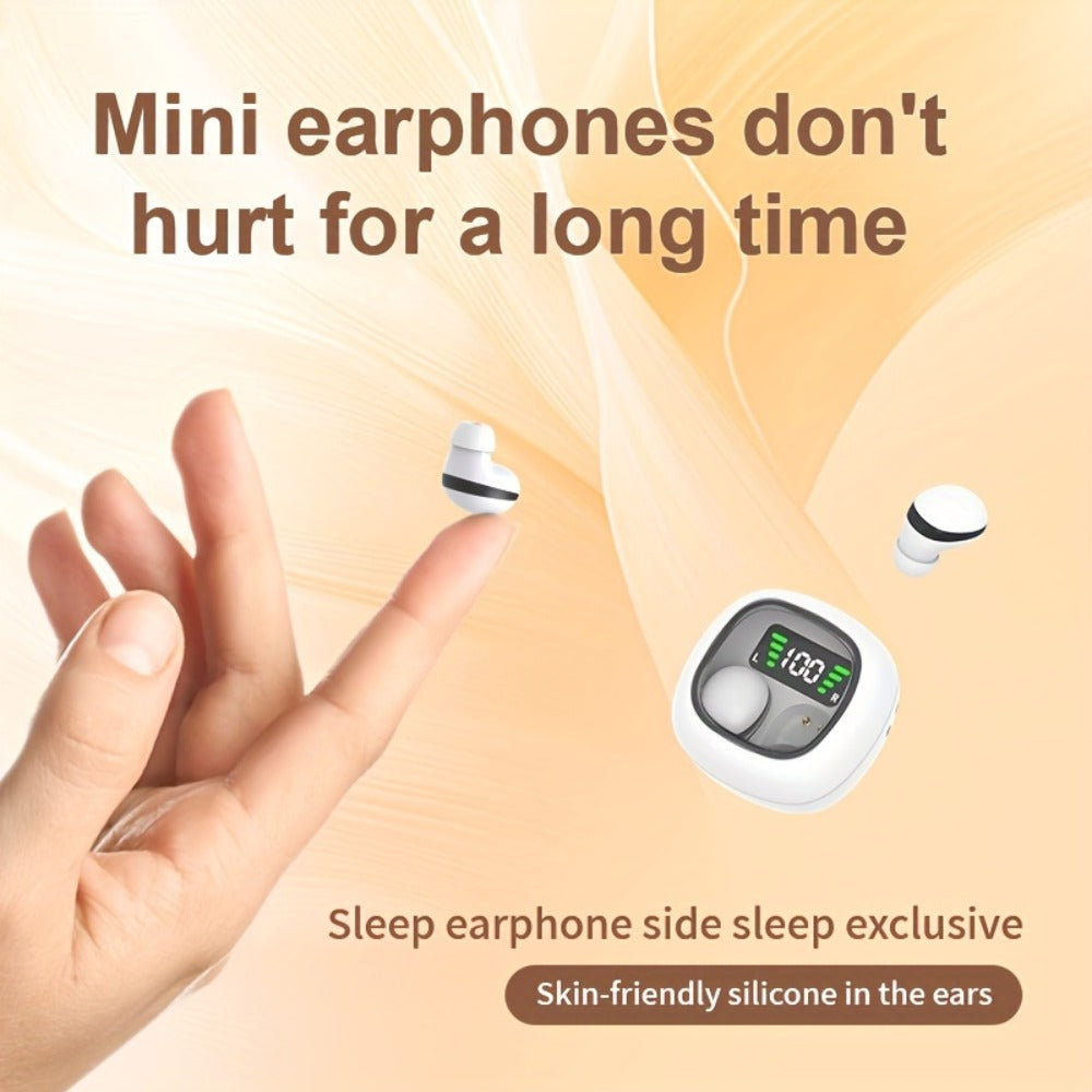 Wireless Earbuds Ultra-Small In-Ear with Touch Control, Built-In Mic and LED Case in Three Colors