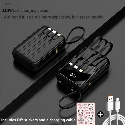 Power Bank 21000mAh Mini with 5W or 22.5W Power Options, Built-In Cable Set and LED Display