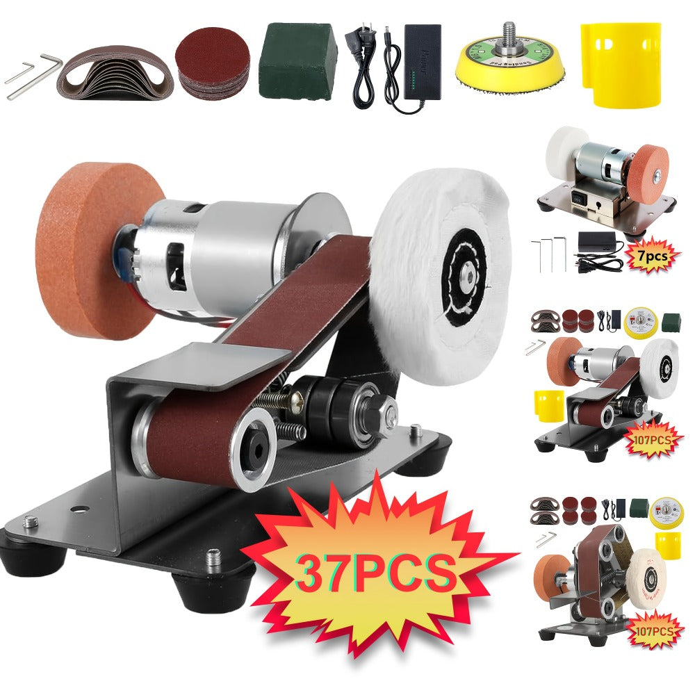 Mini Belt Sander 3-in-1 Electric Desktop Knife Sharpener 15 Degree 7 Speed Adjustable for Entryways, Bedrooms and Living Spaces