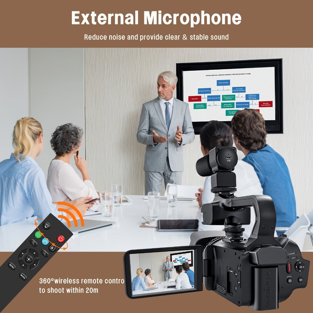 6K 64MP Video Camera Camcorder with IR Night Vision, DINGETU 18X Zoom Vlogging Camera, 4.0" Touch Screen