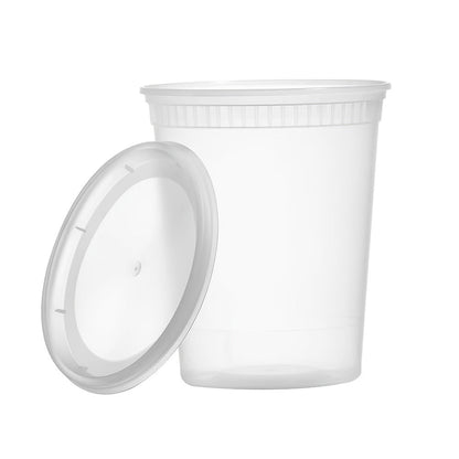 Food Storage Containers 48-Set 32 oz PP Cup and Lid Pack for Portion and Refrigerator Organization