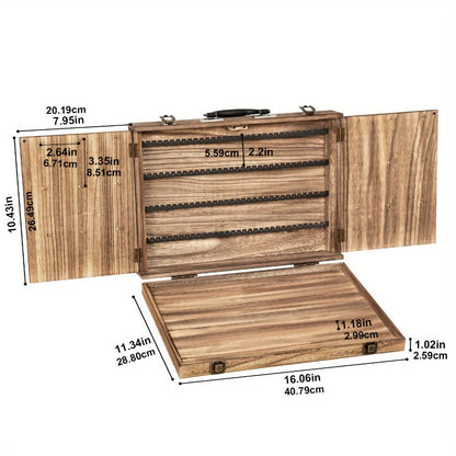 Wooden Jewelry Display Case with Lock & Buckle Closure – Vintage Tabletop Organizer Box for Earrings, Bracelets & Necklaces