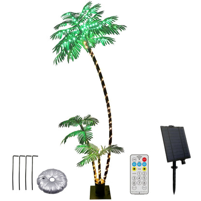 Solar Palm Tree Light 7ft 260 LED Outdoor Patio Tropical Decor Waterproof