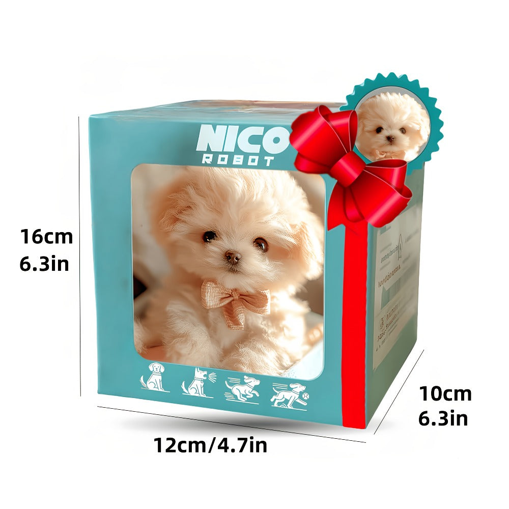 White Realistic Robot Dog Toy, Interactive Walking, Barking & Tail Wagging, Expressive Eyes, Plush Biomimetic Pet