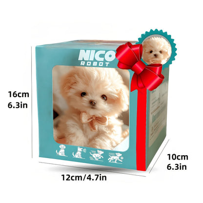 White Realistic Robot Dog Toy, Interactive Walking, Barking & Tail Wagging, Expressive Eyes, Plush Biomimetic Pet