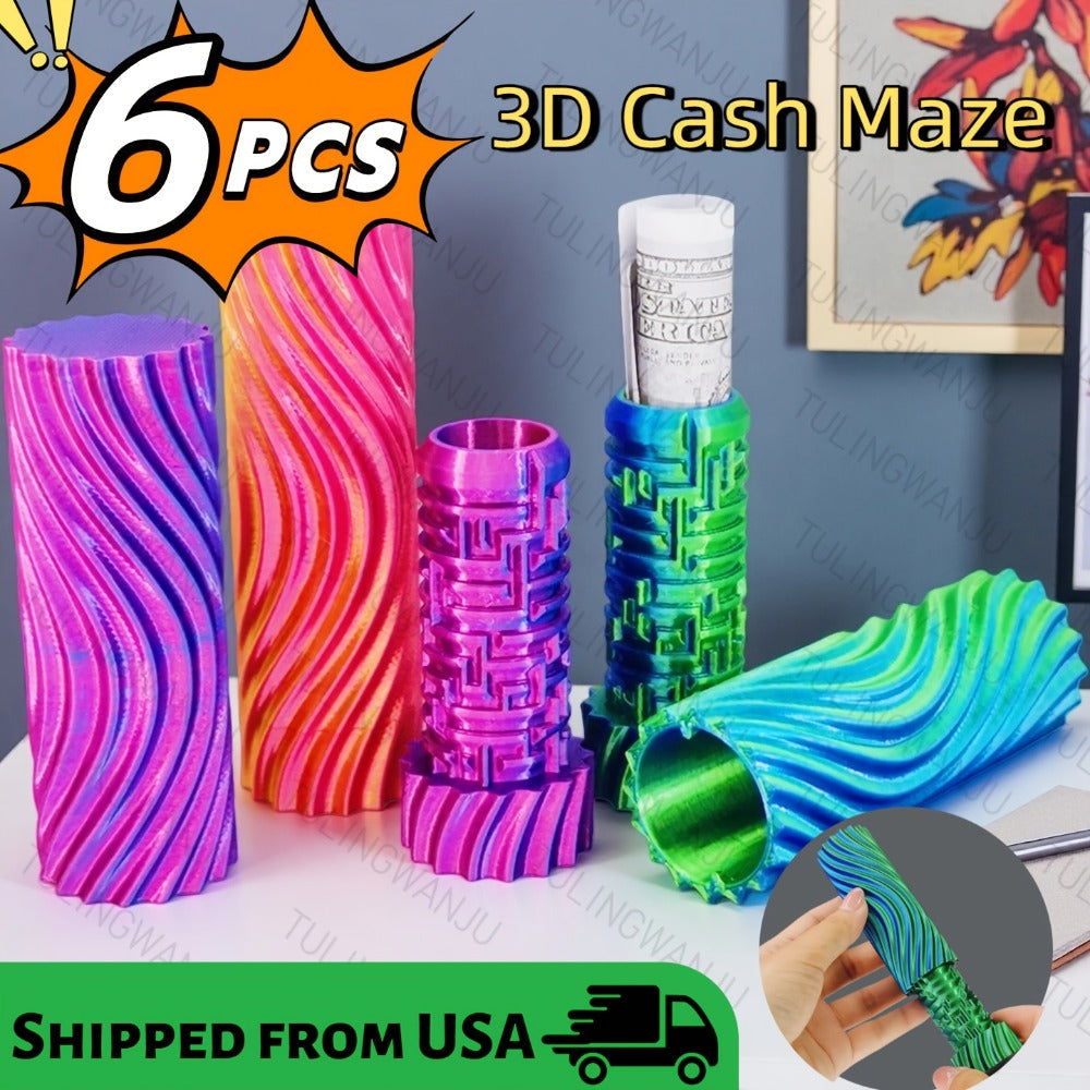 3D Cash Maze Gift Box Set of 6 – Puzzle Money Gift Box, 3D Printed Festive Present Container for Cash & Gift Cards