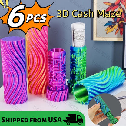3D Cash Maze Gift Box Set of 6 – Puzzle Money Gift Box, 3D Printed Festive Present Container for Cash & Gift Cards