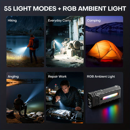High Lumen Flashlight 5000 Lumen Ultra Bright, High- Battery Long Runtime USB Rechargeable