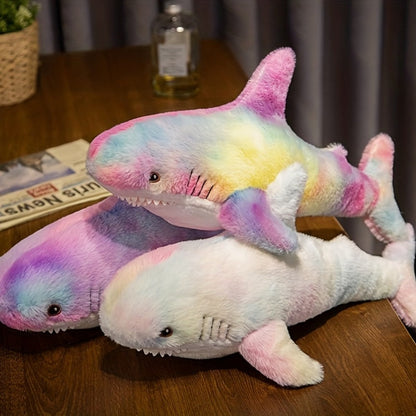 Plush Toy Jumbo Shark Pillow 24-Inch in Blue, Grey, Blue-Pink or Rainbow Colorways and Ocean Decor