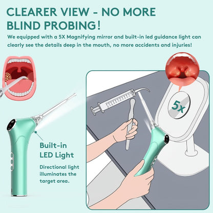 Tonsil Stone Remover Electric Vacuum Kit, Built-In LED Light, 3 Suction Modes & 5X Magnifying Mirror, Oral