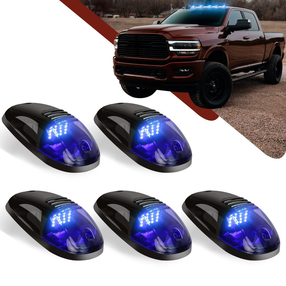5pcs LED Cab Roof Marker Lights 16/24 LED 12V Super Bright UV-Resistant ABS Lens with Wiring Harness Kit for 2003-2018 Pickup Trucks 1500