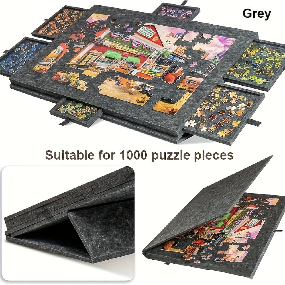 Large Puzzle Board for 1000 Piece Puzzles with 6-Drawer Sorting System, Foldable Jigsaw Table with Built-In Stand