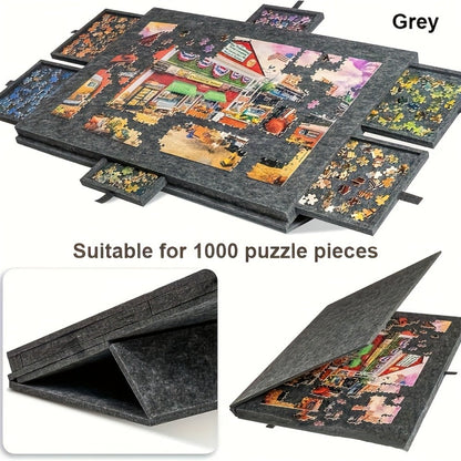 Large Puzzle Board for 1000 Piece Puzzles with 6-Drawer Sorting System, Foldable Jigsaw Table with Built-In Stand
