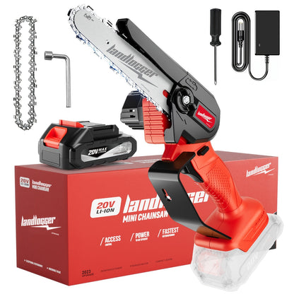 Mini Chainsaw Cordless 4 & 6 Inch Electric - Upgraded Portable Battery Chainsaw with Safety Lock