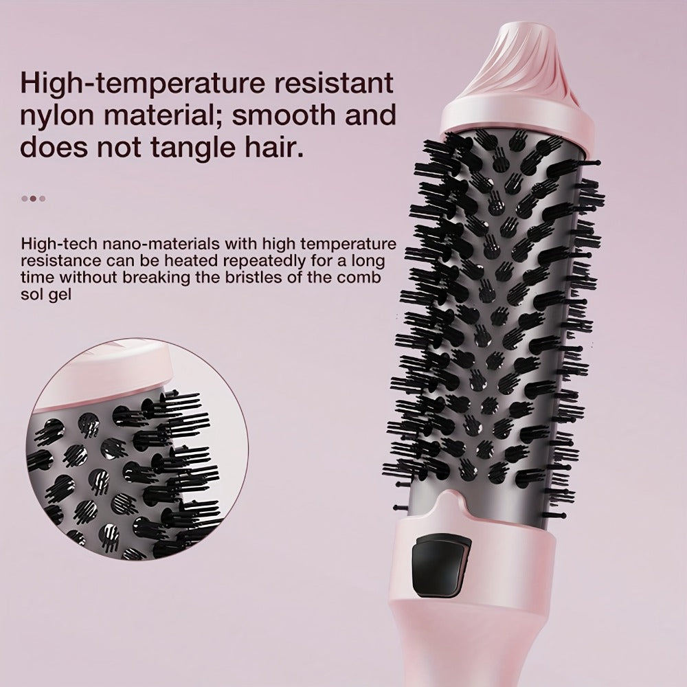 2-in-1 Hot Air Brush Straightener & Curler with Negative Ion Technology, Frizz-Free Blowout Brush with Adjustable Temp Control