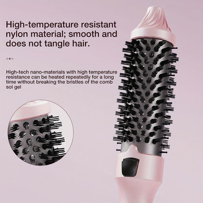 2-in-1 Hot Air Brush Straightener & Curler with Negative Ion Technology, Frizz-Free Blowout Brush with Adjustable Temp Control