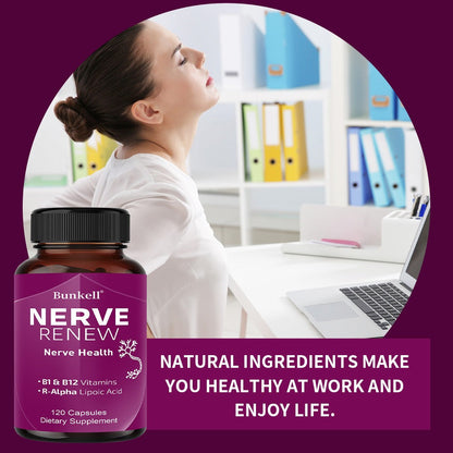 Neurohealth Supplement with Vitamins B1 & B12, Brain, Nerve & Energy Support Premium Formula for Women & Men