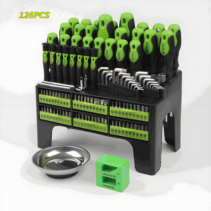 Screwdriver and Bit Organizer Set with 100-, 118- or 126-Piece Color-Coded Rack Configurations