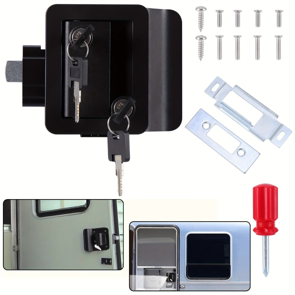 RV Door Lock Replacement – Travel Trailer Entry Door Lock with Deadbolt, Fits 2-3/4" x 3-3/4" Hole, 1-1/4" to 1-1/2" Door Thickness