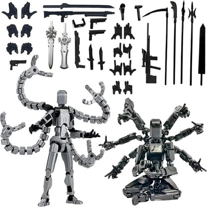 3D Printed Action Figure Set 2pcs T13 – 5.5 Inch Assembled Collectible Desktop Ornament Toy Figures for Game Enthusiasts