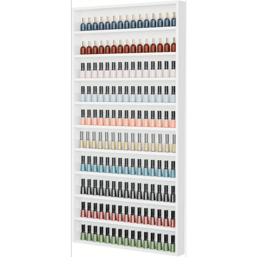 Wall Mount Nail Polish Rack Organizer 6 or 10 Tier with Acrylic Baffle Salon Display Shelf for Gel Polish
