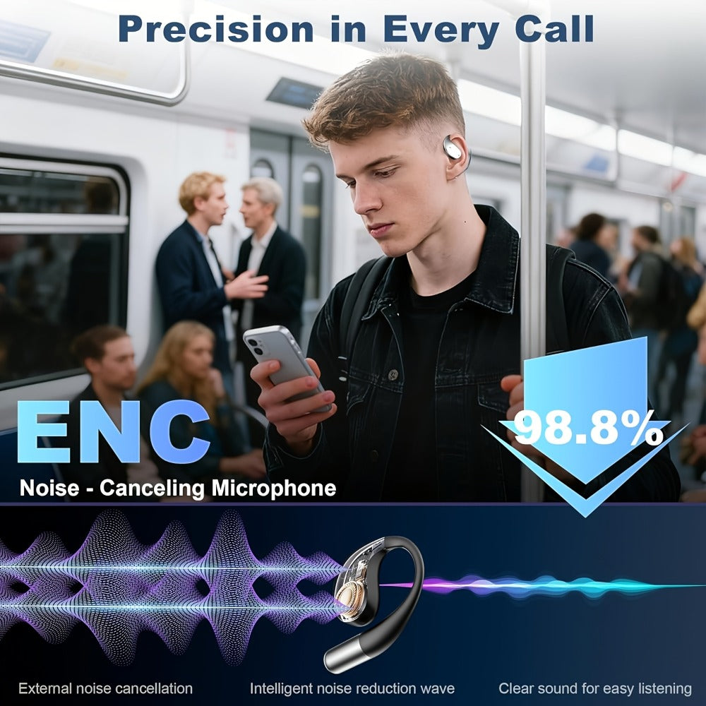 Open-Ear Translation Earphones with Oval Charging Case in Black, Orange or Light Beige Options
