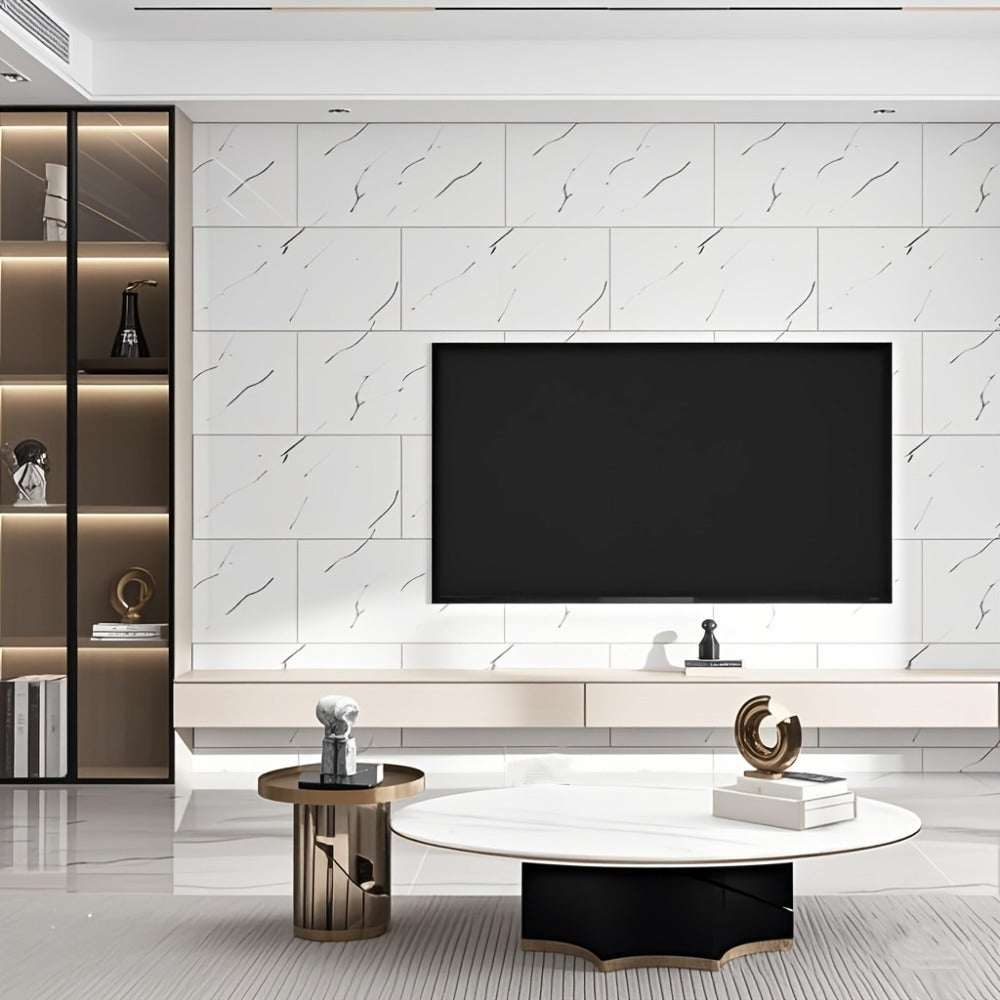 Marble Peel and Stick Wall Panels Self-Adhesive 3D Decorative Tiles – Glossy Marble Sheets, for Entryways, Bedrooms and Living Spaces