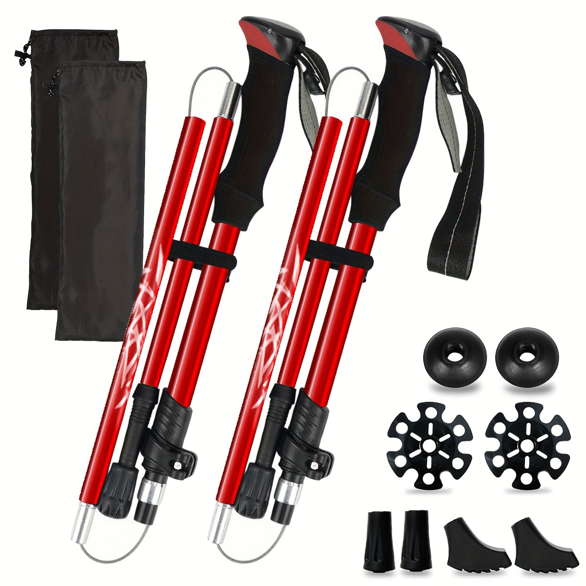 Aluminum Trekking Poles Set of 2 – Lightweight Quick-Lock Foldable Hiking Sticks with Ergonomic Non-Slip Grips