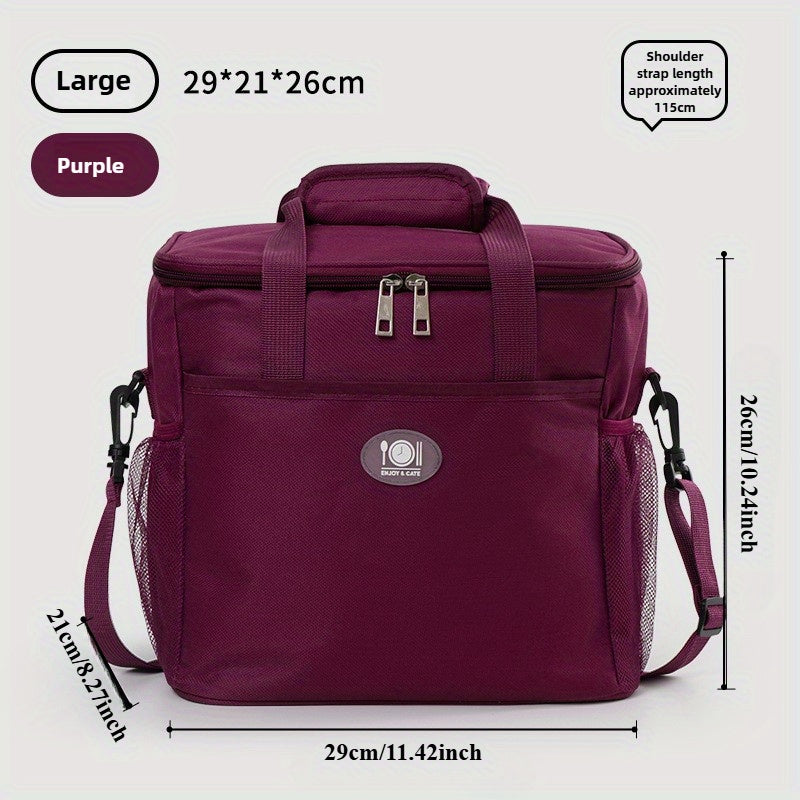 Rectangular Lunch Bag Tote, 29 x 21 x 26cm with Front Pocket, Two Mesh Side Pockets and Four Colors