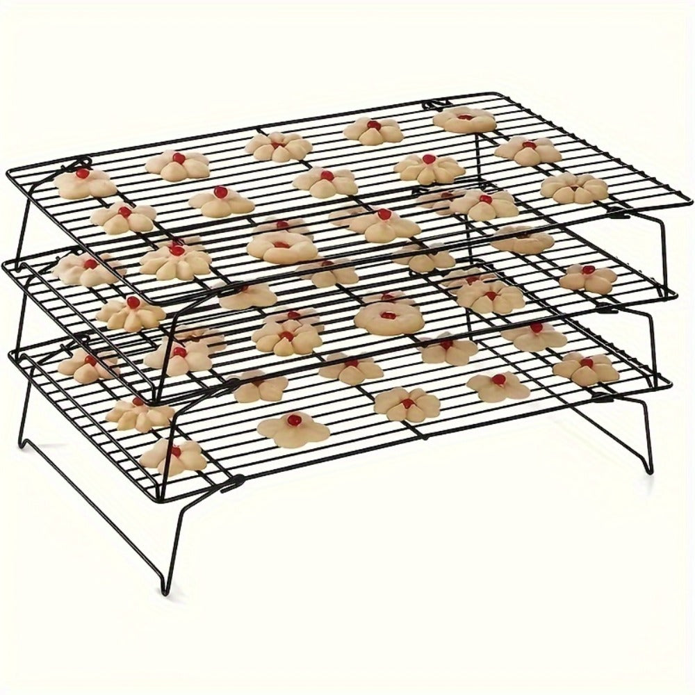 Cooling Rack for Baking Set of 3 Collapsible Stackable Wire Rack Stainless Steel Cookie for Home Cooking, Dining and Outdoor Meals