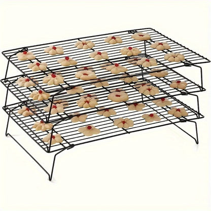 Cooling Rack for Baking Set of 3 Collapsible Stackable Wire Rack Stainless Steel Cookie for Home Cooking, Dining and Outdoor Meals