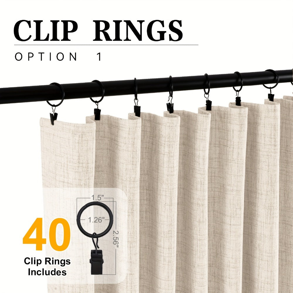 100% Blackout Curtains 4 Panels Faux Linen Textured Thermal Insulated Drapes – Room Darkening Window Curtains for Living Room Bedroom